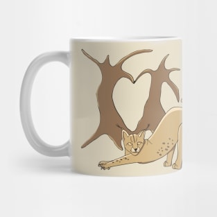 Lovely woodland lynxes on light foliage Mug